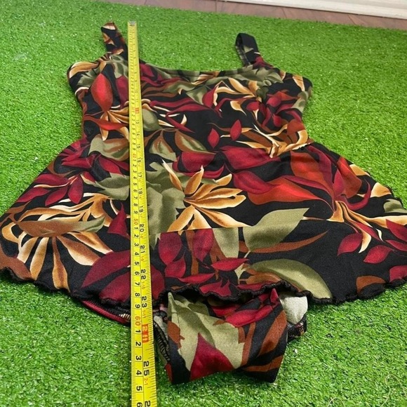 Vintage 90s Jantzen Women's 10 Swimsuit One Piece Floral Skirt Beach Vacation - Picture 2 of 8